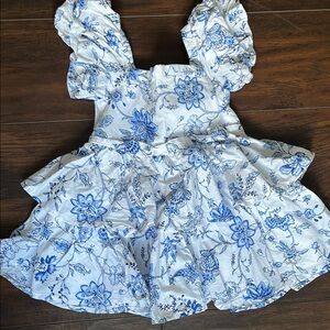 Janie and Jack Blue and White Floral Kids Dress